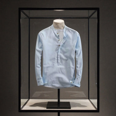 Camisa de lino Manga Larga cuello mao